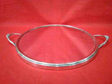 Bandeja redondeada de metal plateado espejada – Diseño elegante - Cositas Antiguas – La Guadaña, Anticuarios Online en Jerez , vender antigüedades, muebles antiguos