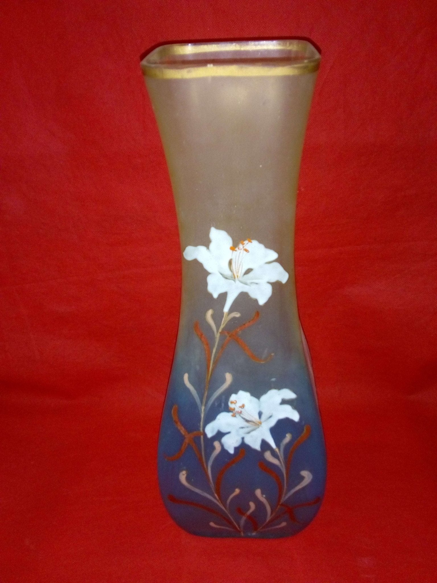 Jarrones cuadrados de cristal en dos colores, pintados a mano - Cositas Antiguas – La Guadaña, Anticuarios Online en Jerez , vender antigüedades, muebles antiguos