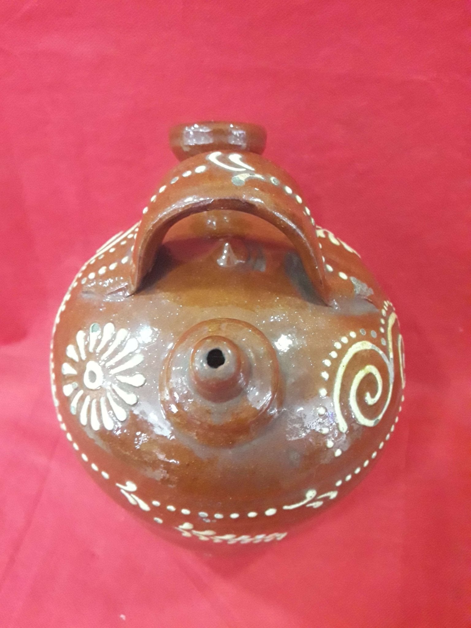 Botijo de cerámica esmaltado pintado a mano | Excelente calidad - Cositas Antiguas – La Guadaña, Anticuarios Online en Jerez , vender antigüedades, muebles antiguos