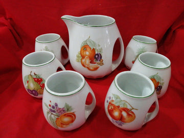 Juego de jarra y jarritas de porcelana Sanbo de alta calidad - Cositas Antiguas – La Guadaña, Anticuarios Online en Jerez , vender antigüedades, muebles antiguos