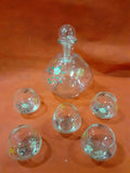Botella licorera pintada a mano con 5 vasitos de cristal - Cositas Antiguas – La Guadaña, Anticuarios Online en Jerez , vender antigüedades, muebles antiguos