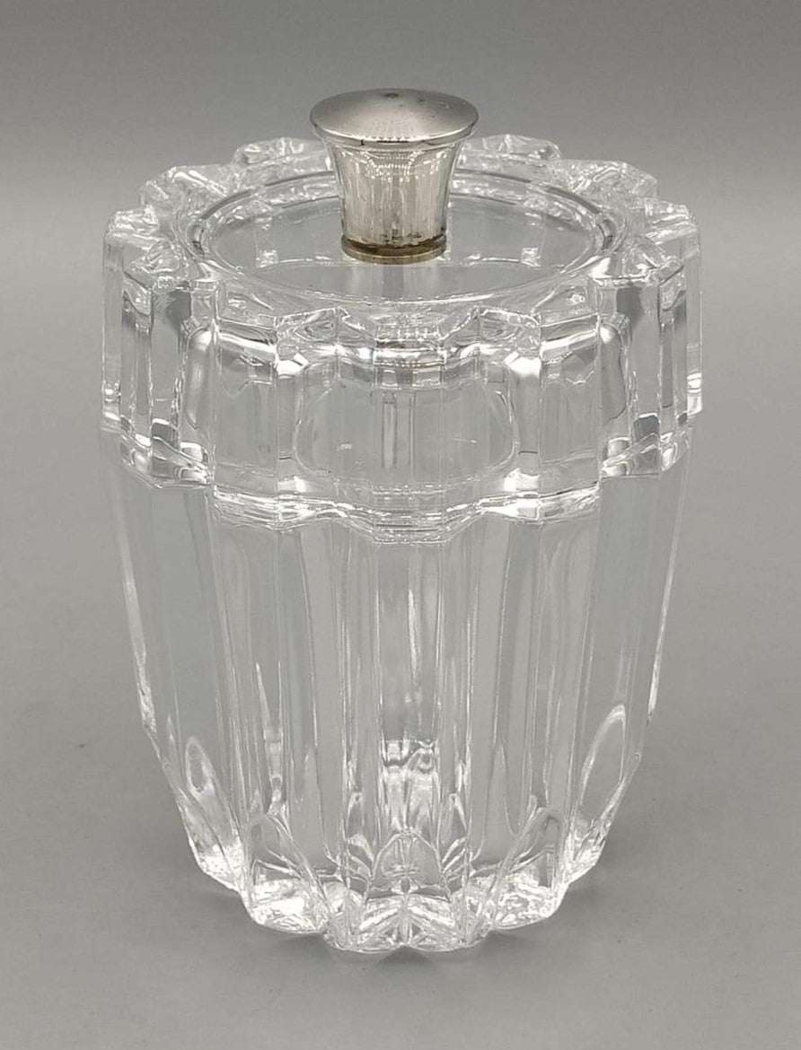 Tarro de tocador de cristal y alpaca: lujo y elegancia vintage - Cositas Antiguas – La Guadaña, Anticuarios Online en Jerez , vender antigüedades, muebles antiguos