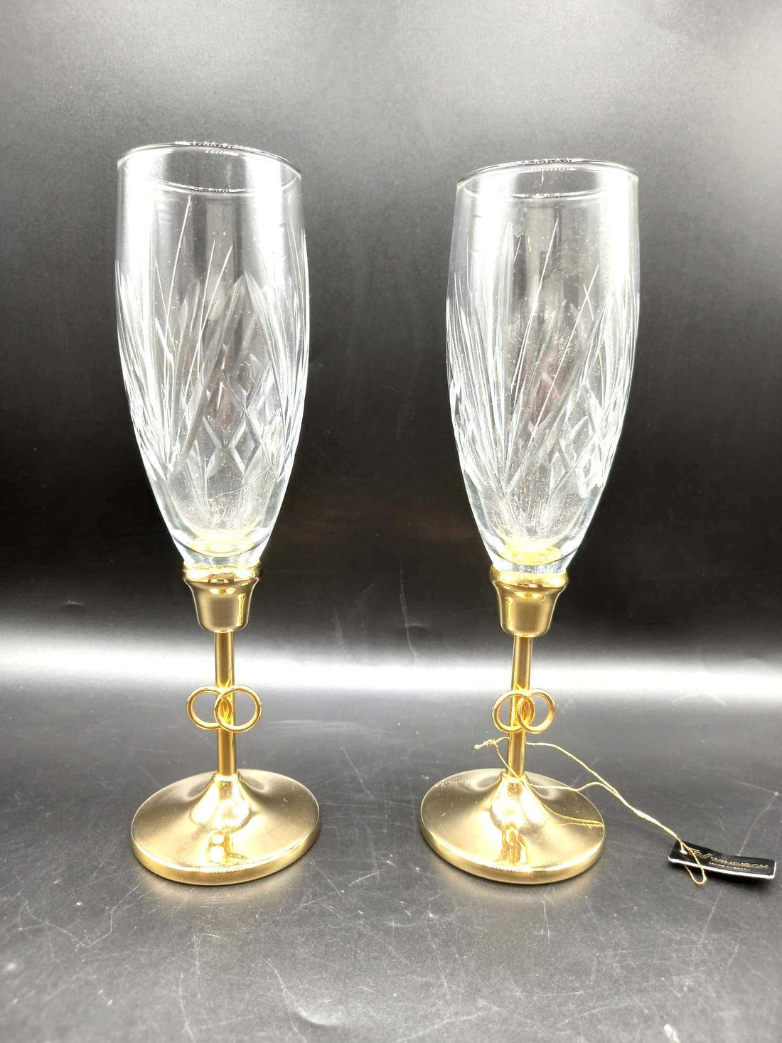 Copas de Champán de Cristal Tallado con Oro de 24K - Cositas Antiguas – La Guadaña, Anticuarios Online en Jerez , vender antigüedades, muebles antiguos