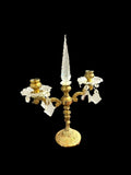 Pareja de candelabros antiguos de metal y cristal | Principios del siglo XX - Cositas Antiguas – La Guadaña, Anticuarios O