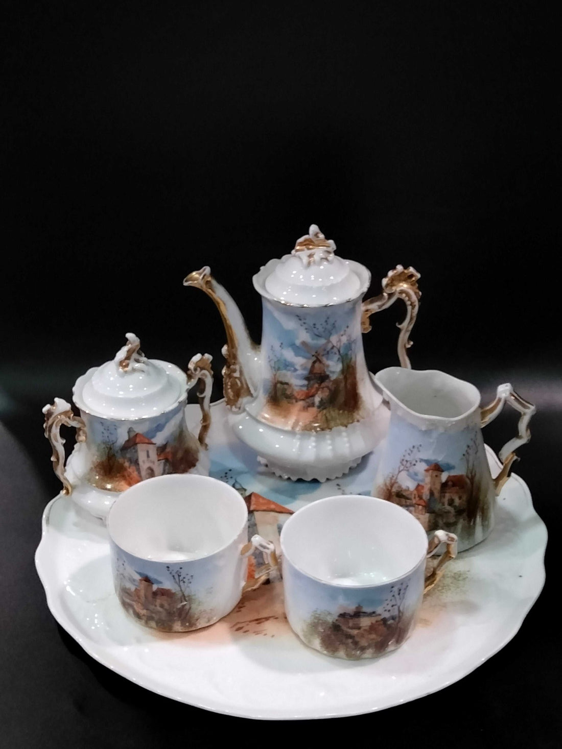 Juego de Café Tu y Yo de Porcelana Limoges, 1915-1934 - Cositas Antiguas – La Guadaña, Anticuarios Online en Jerez , vender antigüedades, muebles antiguos