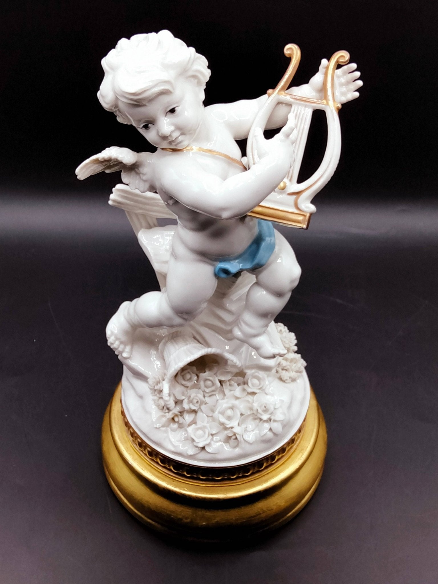 Figura Angel Algora con Arpa - Vintage - Cositas Antiguas – La Guadaña, Anticuarios Online en Jerez , vender antigüedades, muebles antiguos