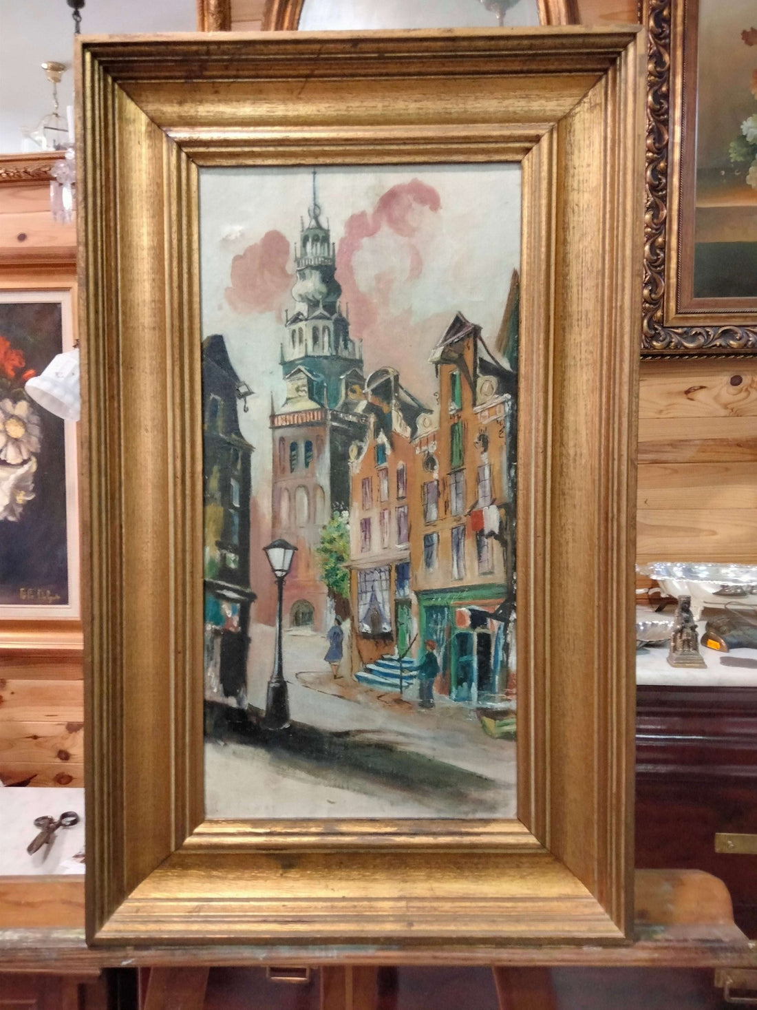 Óleo paisajístico urbano – Detalles y calidad - Cositas Antiguas – La Guadaña, Anticuarios Online en Jerez , vender antigüedades, muebles antiguos