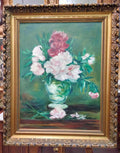 Oleo de florero – Pintado por B. Guamaras - Cositas Antiguas – La Guadaña, Anticuarios Online en Jerez , vender antigüedades, muebles antiguos