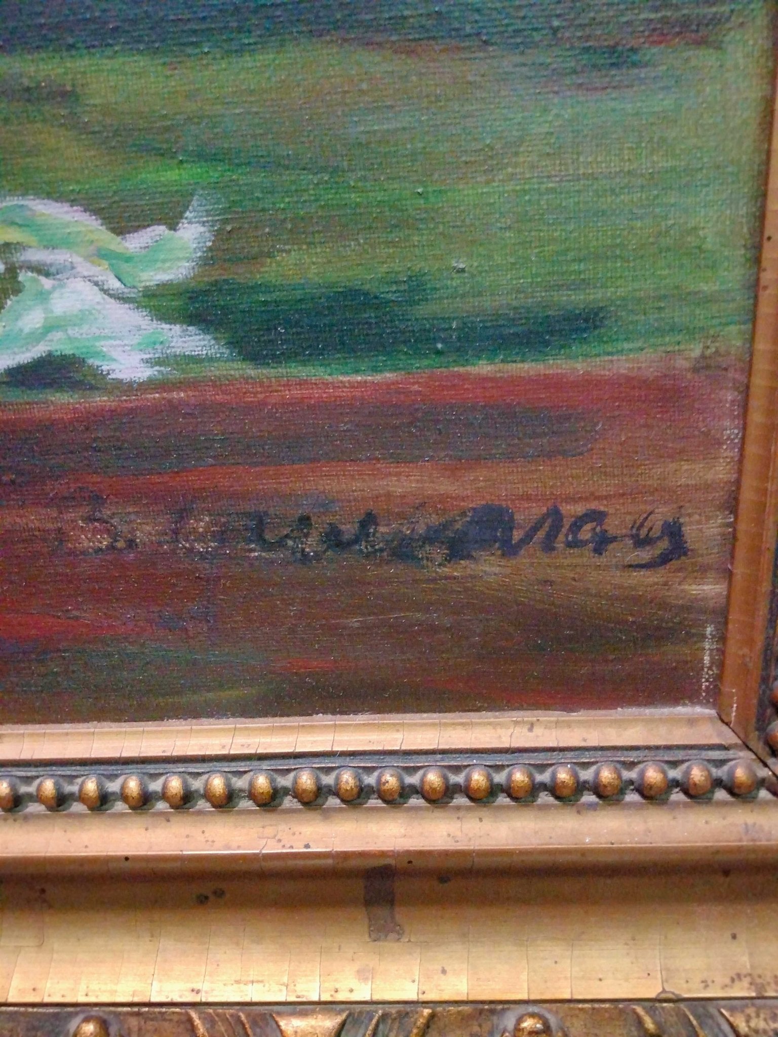 Oleo de florero – Pintado por B. Guamaras - Cositas Antiguas – La Guadaña, Anticuarios Online en Jerez , vender antigüedades, muebles antiguos