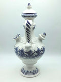 Botijo artesanal de cerámica esmaltada azul pintado a mano - Cositas Antiguas – La Guadaña, Anticuarios Online en Jerez , vender antigüedades, muebles antiguos