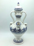 Botijo artesanal de cerámica esmaltada azul pintado a mano - Cositas Antiguas – La Guadaña, Anticuarios Online en Jerez , vender antigüedades, muebles antiguos