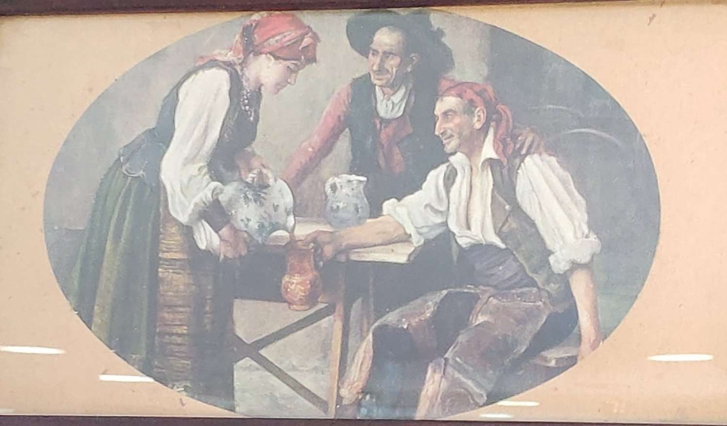 Lámina antigua de escena rural con marco de caoba - Cositas Antiguas – La Guadaña, Anticuarios Online en Jerez , vender antigüedades, muebles antiguos