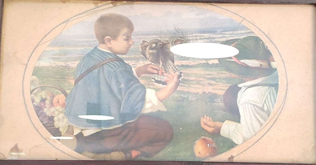 Lámina antigua de escena pastoral con marco de caoba - Cositas Antiguas – La Guadaña, Anticuarios Online en Jerez , vender antigüedades, muebles antiguos