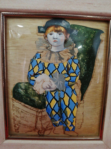 Esmalte Picasso motivo arlequín: arte exclusivo y original - Cositas Antiguas – La Guadaña, Anticuarios Online en Jerez , vender antigüedades, muebles antiguos