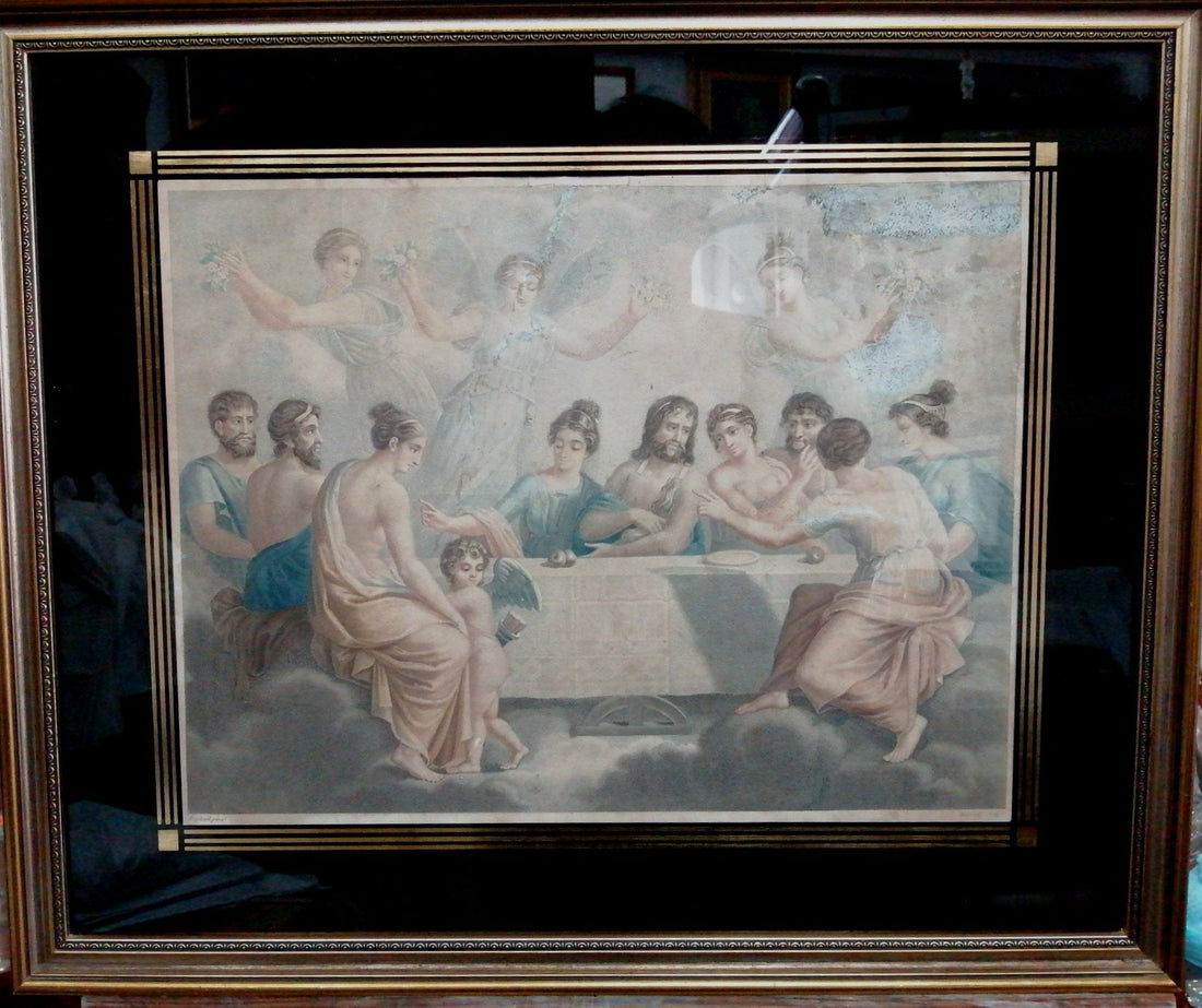 Grabado a color antiguo enmarcado – Arte clásico con historia - Cositas Antiguas – La Guadaña, Anticuarios Online en Jerez , vender antigüedades, muebles antiguos