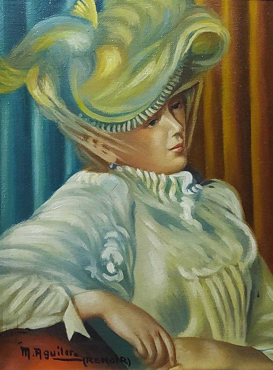 Cuadro al oleo señora elegante | Venta limitada - Cositas Antiguas – La Guadaña, Anticuarios Online en Jerez , vender antigüedades, muebles antiguos