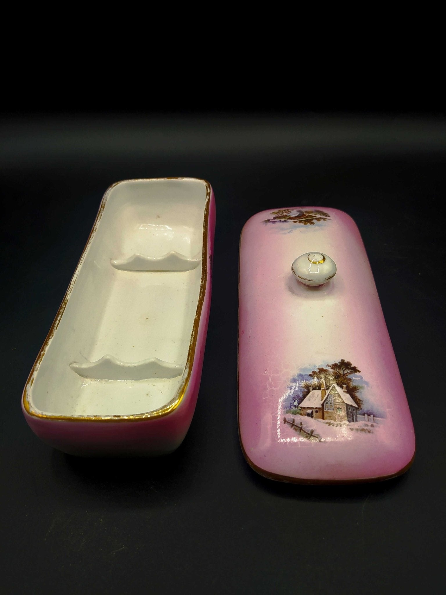 Palangana con Tarros de Tocador, Porcelana Cartuja - Cositas Antiguas – La Guadaña, Anticuarios Online en Jerez , vender antigüedades, muebles antiguos