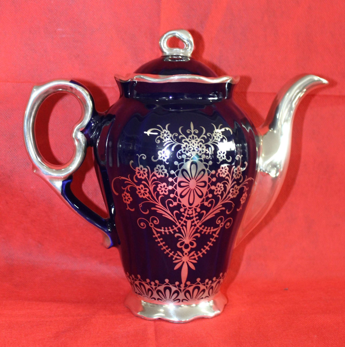 Juego de Café Azul Cobalto con Hilo de Plata - Elegancia - Cositas Antiguas – La Guadaña, Anticuarios Online en Jerez , vender antigüedades, muebles antiguos
