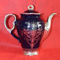 Juego de Café Azul Cobalto con Hilo de Plata - Elegancia - Cositas Antiguas – La Guadaña, Anticuarios Online en Jerez , vender antigüedades, muebles antiguos